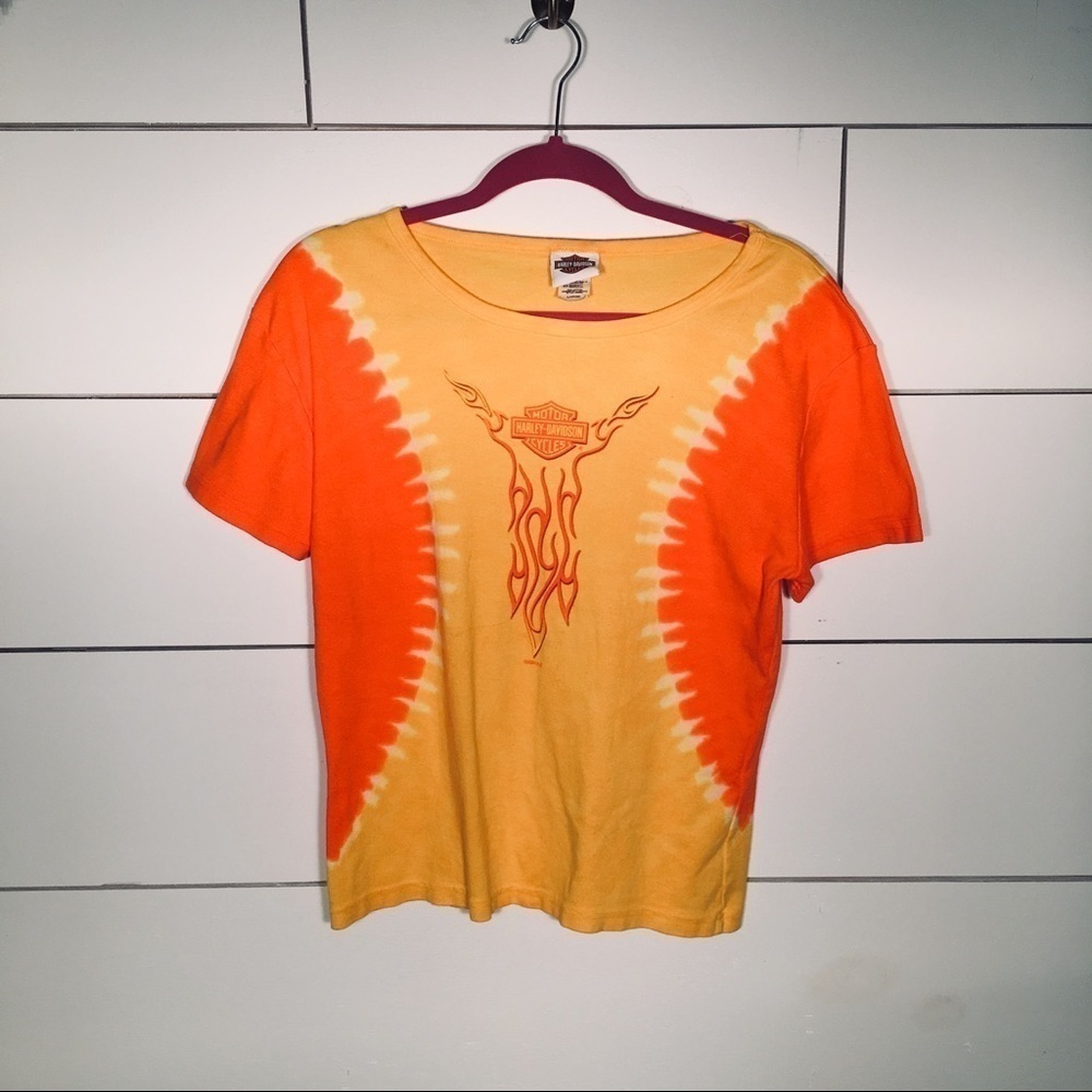 Y2K Harley-Davidson Flame Tee | Fitted Baby Tee Biker Graphic · Virginia Beach - Picture 7 of 7